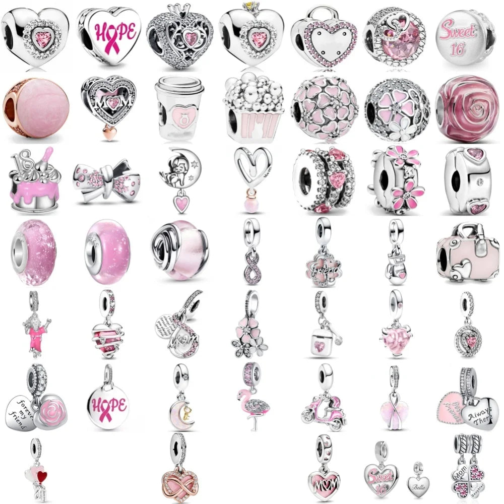 Charms Silver and Pink