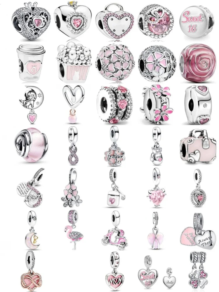 Charms Silver and Pink